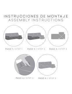 Funda para chaise longue de brazo corto izquierdo Eysa ROC Gris claro 120 x 120 x 360 cm