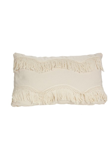 Cuscino Romimex Bianco Con frange 30 x 10 x 50 cm