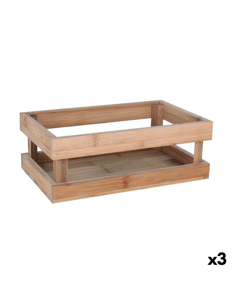 Caja de Almacenaje Inde Bambú 26,5 x 16,2 x 10 cm (3 Unidades)
