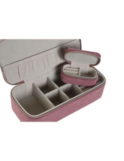 Caja-Joyero Home ESPRIT Crema Magenta 20,5 x 10 x 6 cm (2 Piezas)