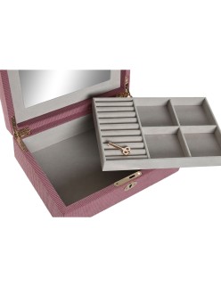 Caja-Joyero Home ESPRIT Crema Magenta 27 x 19 x 9 cm