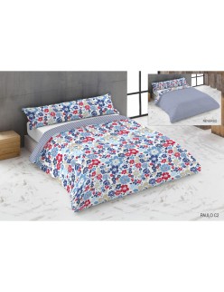 Parure de couette Hosteline PAULO Bleu Lit king size 3 Pièces
