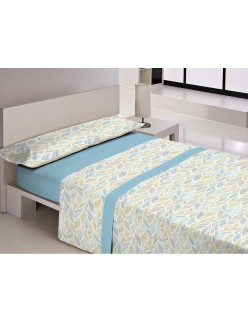 Jeu de draps Libela PIRINE SAONA Bleu Lit 1 persone