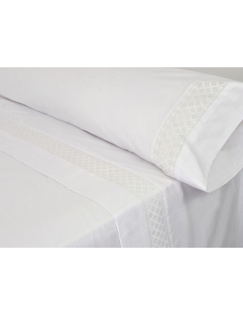 Jeu de draps Pierre Cardin ELISA Blanc Gran lit 2 persones