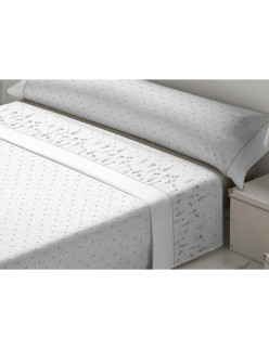 Jeu de draps Tejidos Reina Nicola Blanc Ivoire Lit king size