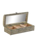 Guarda-Joias Home ESPRIT Branco Champanhe Madeira Alumínio 22,5 x 10 x 6,5 cm
