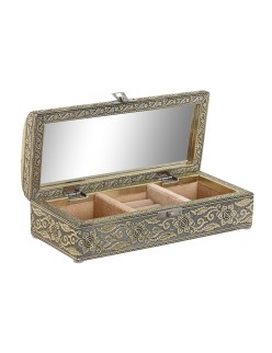 Scatola-Portagioie Home ESPRIT Bianco Champagne Legno Alluminio 22,5 x 10 x 6,5 cm