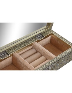 Guarda-Joias Home ESPRIT Branco Champanhe Madeira Alumínio 22,5 x 10 x 6,5 cm