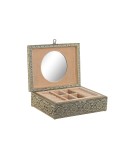 Boîte à bijoux Home ESPRIT Blanc Champagne Bois Aluminium 22,5 x 17,5 x 7,6 cm
