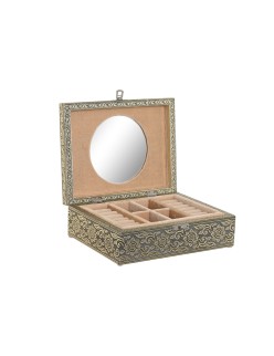 Scatola-Portagioie Home ESPRIT Bianco Champagne Legno Alluminio 22,5 x 17,5 x 7,6 cm