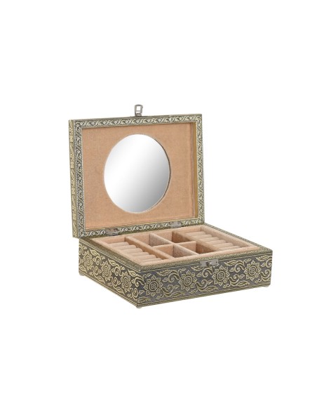 Guarda-Joias Home ESPRIT Branco Champanhe Madeira Alumínio 22,5 x 17,5 x 7,6 cm Guarda-Joias Home ESPRIT Branco Champanhe Madeira Alumínio 22,5 x 17,5 x 7,6 cm