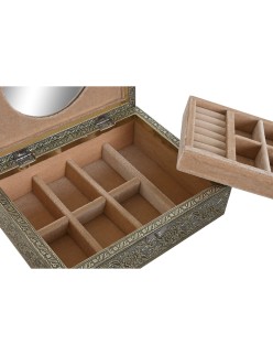 Boîte à bijoux Home ESPRIT Blanc Champagne Bois Aluminium 22,5 x 17,5 x 7,6 cm