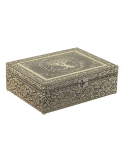 Boîte à bijoux Home ESPRIT Blanc Champagne Bois Aluminium 22,5 x 17,5 x 7,6 cm