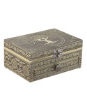 Guarda-Joias Home ESPRIT Branco Champanhe Madeira Alumínio 17,5 x 12,5 x 8,5 cm