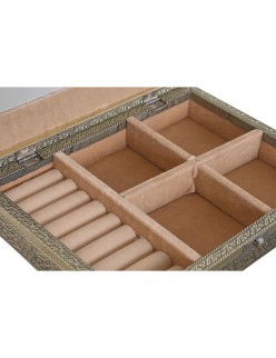 Jewelry box Home ESPRIT White Champagne Wood Aluminium 27,5 x 20 x 5,4 cm