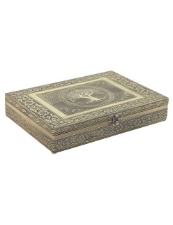 Jewelry box Home ESPRIT White Champagne Wood Aluminium 27,5 x 20 x 5,4 cm