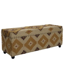 Forziere Home ESPRIT Beige Senape Cotone 120 x 40 x 45 cm