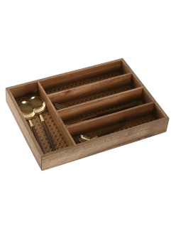 Vassoio Portaposate Home ESPRIT Naturale Acacia 34,5 x 25,5 x 5 cm