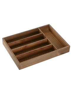 Vassoio Portaposate Home ESPRIT Naturale Acacia 34,5 x 25,5 x 5 cm