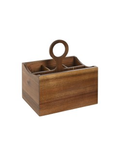 Cestello per posate Home ESPRIT Naturale Acacia 21 x 14,5 x 22 cm