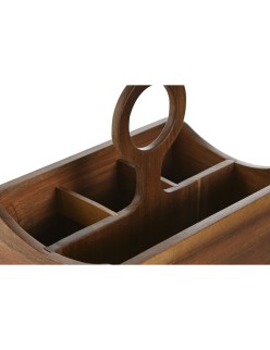 Cesto para cubiertos Home ESPRIT Natural Acacia 21 x 14,5 x 22 cm
