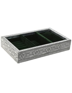 Scatola-Portagioie Home ESPRIT Verde Argentato Legno Alluminio 25 x 15 x 5 cm