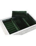 Scatola-Portagioie Home ESPRIT Verde Argentato Legno Alluminio 25 x 15 x 5 cm