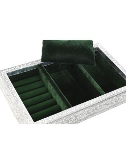 Scatola-Portagioie Home ESPRIT Verde Argentato Legno Alluminio 25 x 15 x 5 cm