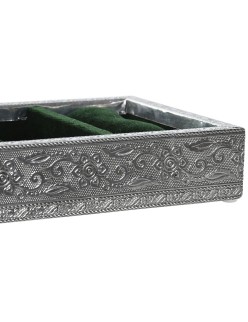 Scatola-Portagioie Home ESPRIT Verde Argentato Legno Alluminio 25 x 15 x 5 cm