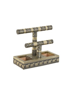 Scatola-Portagioie Home ESPRIT Bianco Champagne Legno Alluminio 20 x 10 x 18 cm