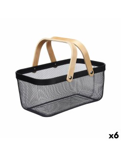 Cestino Multiuso Kinvara 1031 Nero Legno Metallo 42,5 x 18 x 26,5 cm (6 Unità)