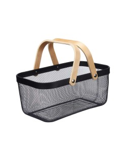 Cesta Multiusos Kinvara 1031 Negro Madera Metal 42,5 x 18 x 26,5 cm (6 Unidades)