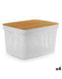 Boîte Multiusage Kinvara CH52970 (25) Blanc Marron Bambou polypropylène 35,7 x 22 x 26,2 cm (4 Unités)