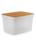 Boîte Multiusage Kinvara CH52970 (25) Blanc Marron Bambou polypropylène 35,7 x 22 x 26,2 cm (4 Unités)