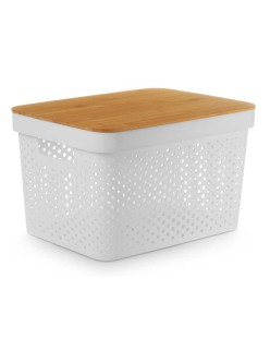 Boîte Multiusage Kinvara CH52970 (25) Blanc Marron Bambou polypropylène 35,7 x 22 x 26,2 cm (4 Unités)