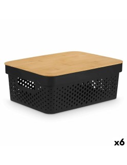 Boîte Multiusage Kinvara CH52980 (26) Marron Noir Bambou polypropylène 35,7 x 14 x 26,2 cm (6 Unités)
