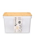 Caja Multiusos Kinvara CH52970 (25) Blanco Marrón Bambú Polipropileno 35,7 x 22 x 26,2 cm (4 Unidades)