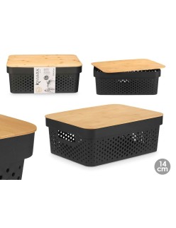 Mehrzweckbox Kinvara CH52980 (26) Braun Schwarz Bambus Polypropylen 35,7 x 14 x 26,2 cm (6 Stück)