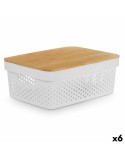Scatola Multiuso Kinvara CH52980 (27) Bianco Marrone Bambù polipropilene 35,7 x 14 x 26,2 cm (6 Unità)
