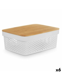 Scatola Multiuso Kinvara CH52980 (27) Bianco Marrone Bambù polipropilene 35,7 x 14 x 26,2 cm (6 Unità)