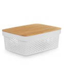 Scatola Multiuso Kinvara CH52980 (27) Bianco Marrone Bambù polipropilene 35,7 x 14 x 26,2 cm (6 Unità)