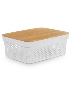 Scatola Multiuso Kinvara CH52980 (27) Bianco Marrone Bambù polipropilene 35,7 x 14 x 26,2 cm (6 Unità)