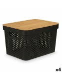 Scatola Multiuso Kinvara CH52970 (24) Marrone Nero Bambù polipropilene 35,7 x 22 x 26,2 cm (4 Unità)
