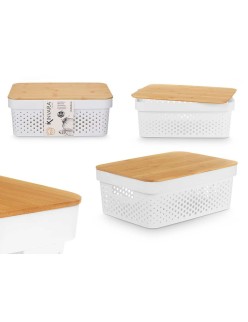 Scatola Multiuso Kinvara CH52980 (27) Bianco Marrone Bambù polipropilene 35,7 x 14 x 26,2 cm (6 Unità)