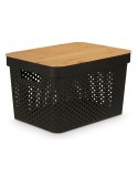 Scatola Multiuso Kinvara CH52970 (24) Marrone Nero Bambù polipropilene 35,7 x 22 x 26,2 cm (4 Unità)