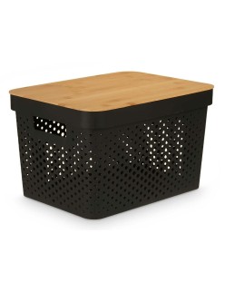 Scatola Multiuso Kinvara CH52970 (24) Marrone Nero Bambù polipropilene 35,7 x 22 x 26,2 cm (4 Unità)