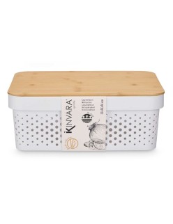 Scatola Multiuso Kinvara CH52980 (27) Bianco Marrone Bambù polipropilene 35,7 x 14 x 26,2 cm (6 Unità)