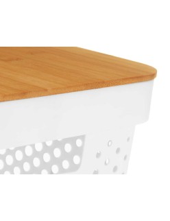 Scatola Multiuso Kinvara CH52980 (27) Bianco Marrone Bambù polipropilene 35,7 x 14 x 26,2 cm (6 Unità)