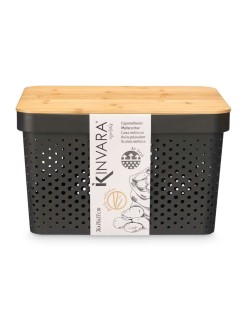 Scatola Multiuso Kinvara CH52970 (24) Marrone Nero Bambù polipropilene 35,7 x 22 x 26,2 cm (4 Unità)