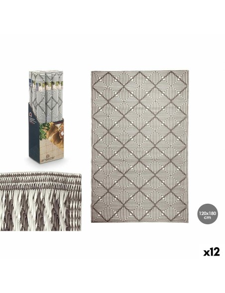 Alfombra GiftDecor EXAG-1006 Blanco Gris Polipropileno 120 x 180 cm (12 Unidades)
